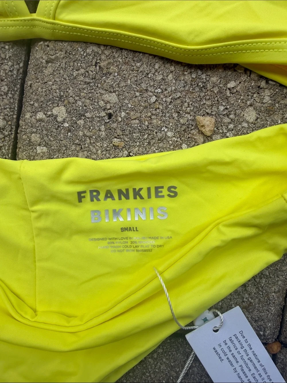 Frankie's Bikinis Neon Lime Triangle Bikini Top and matching bottom